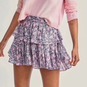Loveshackfancy- Pink and Purple Light Blush by Berries Ruffle Mini Skirt